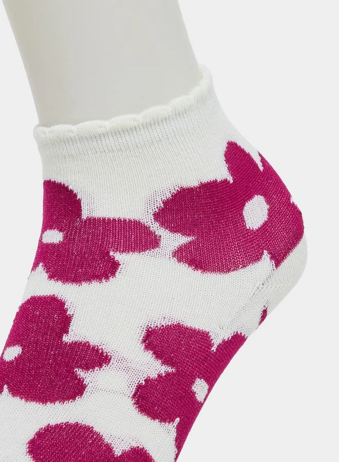 Styli Pack Of 5 - Girls Lilac Cotton Ankle Socks